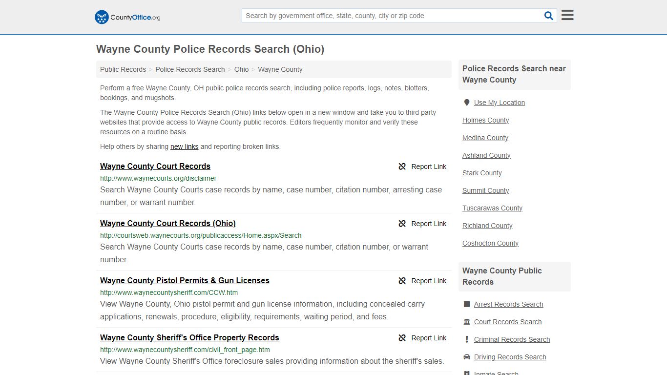 Police Records Search - Wayne County, OH (Accidents & Arrest Records)